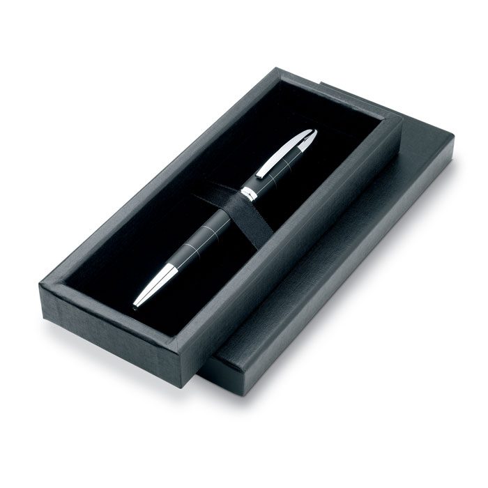 Μεταλλικό στυλό περιστρεφόμενο με μαύρο μελάνι σε ασορτί ατομικό κουτί δώρου
