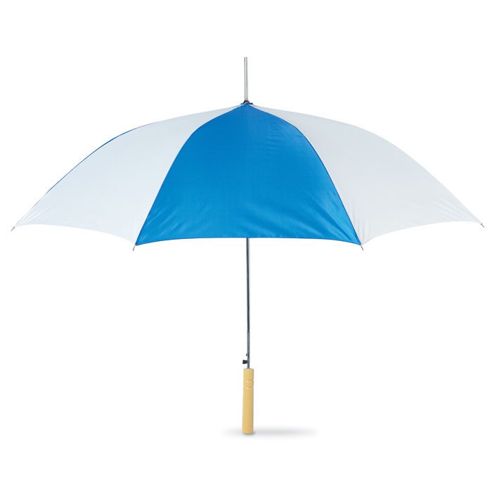 Ομπρέλα δίχρωμη με μεταλλικό άξονα και ξύλινο χερούλι