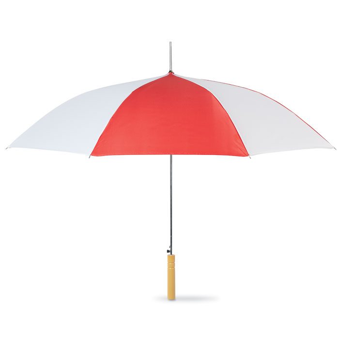Ομπρέλα δίχρωμη με μεταλλικό άξονα και ξύλινο χερούλι