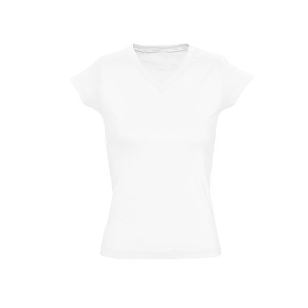 T-shirt γυναικείο 100% βαμβακερό, με κοντά μανίκια και λαιμόκοψη V σε εφαρμοστή γραμμή