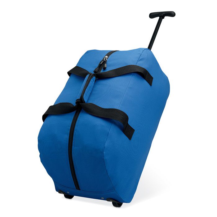 Τσάντα ταξιδίου πολυεστερική με ροδάκια, χερούλια και κλείσιμο με φερμουάρ